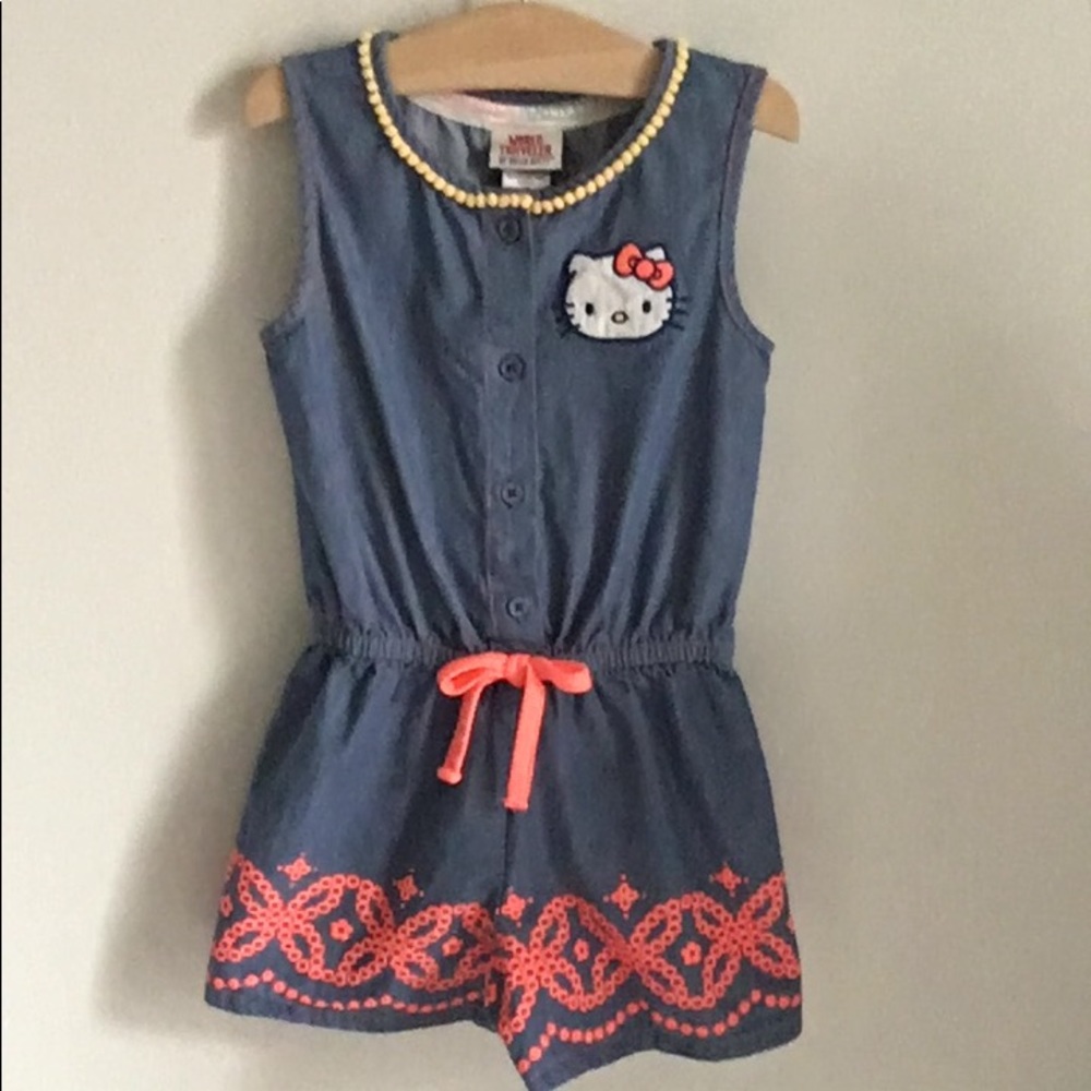 Hello Kitty Girl’s One Piece Chambray Summer Romper